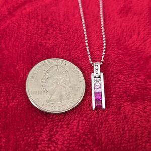 Elegant Silver and Pink Pendant Necklace